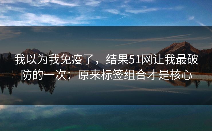 我以为我免疫了,结果51网让我最破防的一次:原来标签组合才是核心 我以为我免疫了,结果51网让我最破防的一次:原来标签组合才是核心